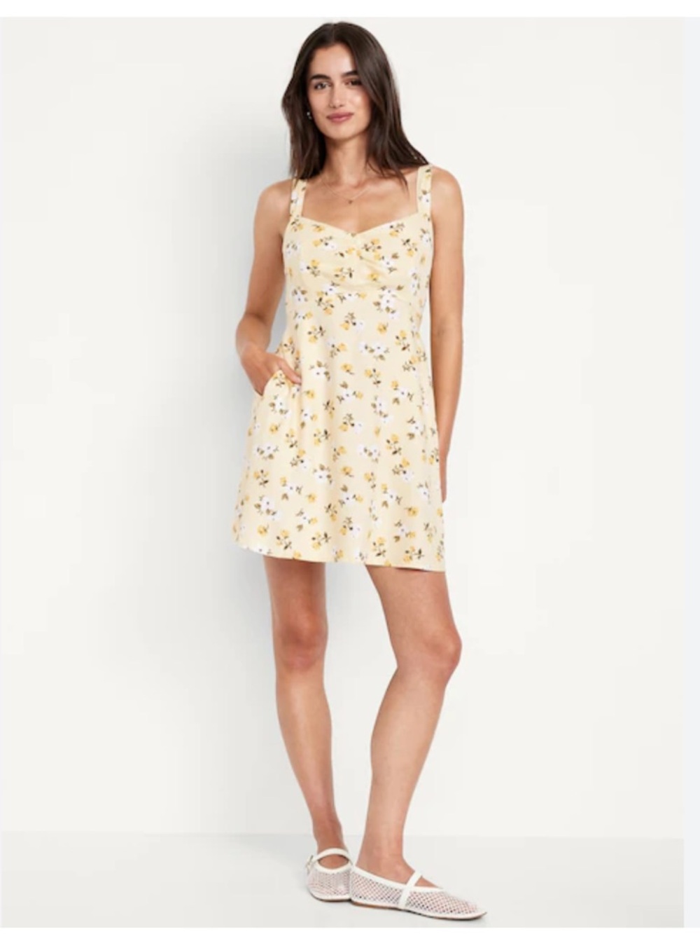 Old Navy Pale Yellow Floral Mini Skirt